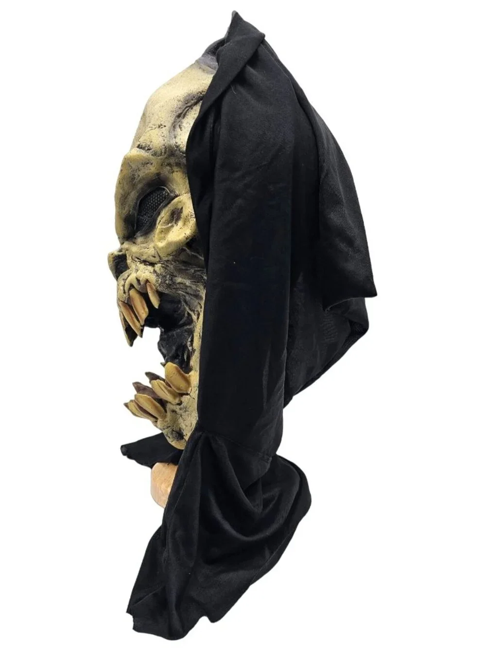 Vintage Y2K Grim Reaper Hood Full Head Mask Evil Scary Ghoul Demon Skeleton PMG